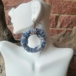 Custom made denim hoops with dots